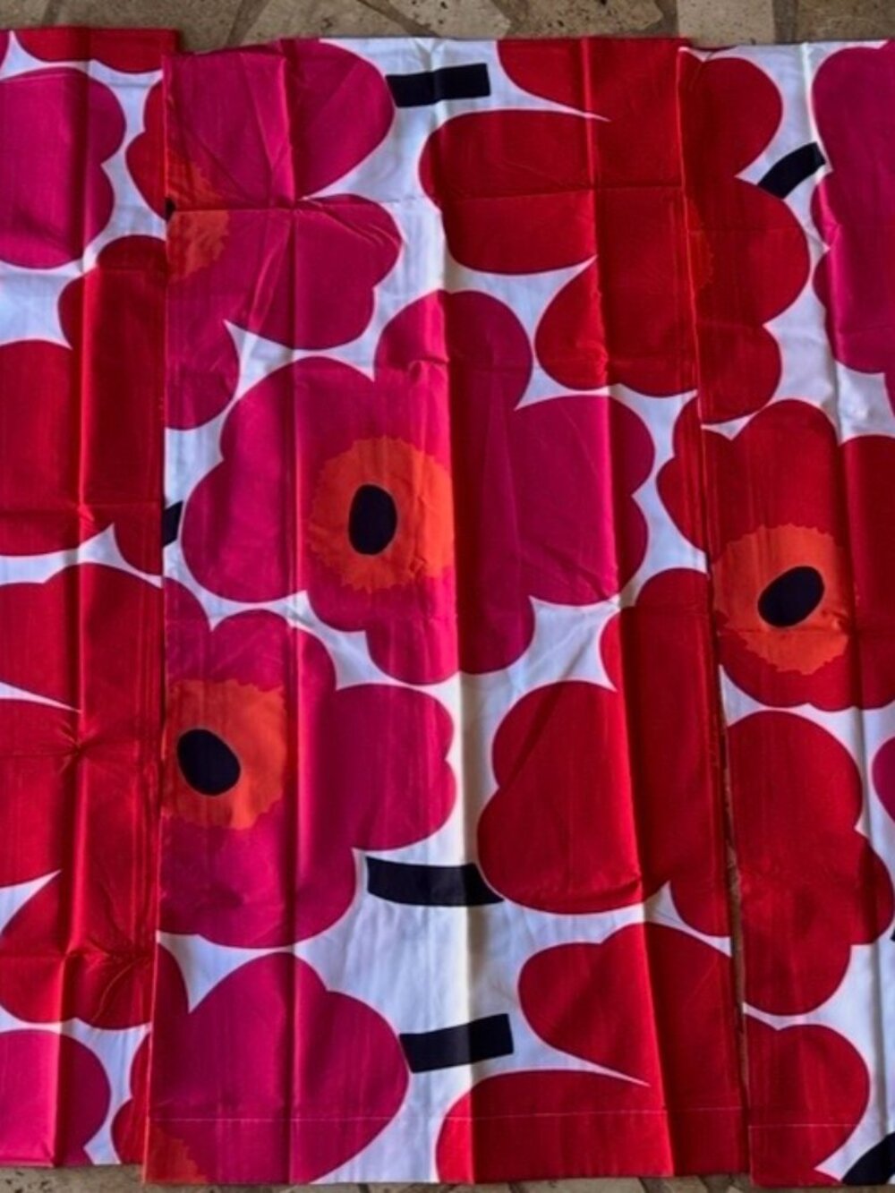 Three New King Size Marimekko Unikko Pillow Cases, can be Decorative Pillows.